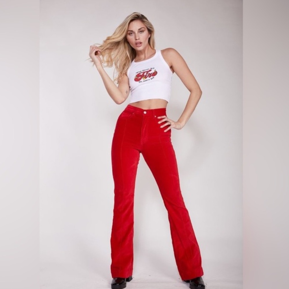 Revice Denim Velvet Venus Flares in Mars Bar